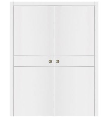 Nova Glam Pro 008 Soft White Laminated Modern Double Pocket Door