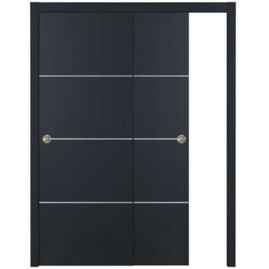 Nova Glam Pro 009 Soft Black Laminated Modern Bypass Door - Doors and Beyond