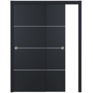 Nova Glam Pro 009 Soft Black Laminated Modern Bypass Door - Doors and Beyond