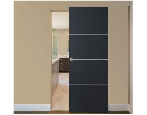 Nova Glam Pro 009 Soft Black Laminated Modern Magic Door - Doors and Beyond
