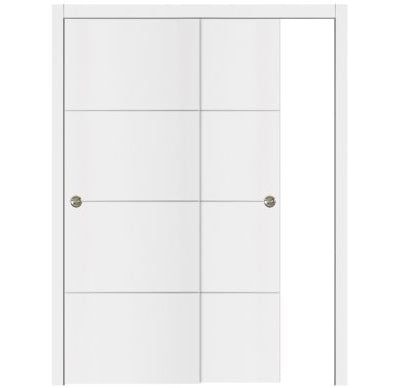 Nova Glam Pro 009 Soft White Laminated Modern Bypass Door - Doors and Beyond