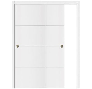 Nova Glam Pro 009 Soft White Laminated Modern Bypass Door - Doors and Beyond