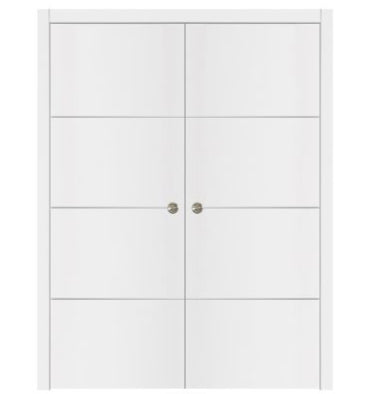 Nova Glam Pro 009 Soft White Laminated Modern Double Pocket Door