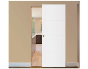 Nova Glam Pro 009 Soft White Laminated Modern Magic Door - Doors and Beyond