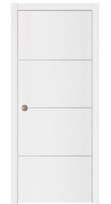 Nova Glam Pro 009 Soft White Laminated Modern Pocket Door - Doors and Beyond