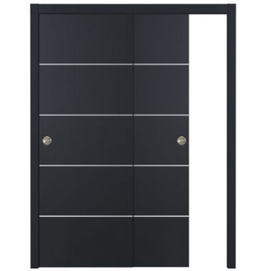 Nova Glam Pro 010 Soft Black Laminated Modern Bypass Door - Doors and Beyond