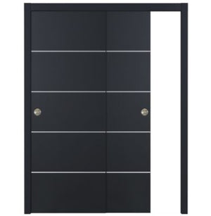 Nova Glam Pro 010 Soft Black Laminated Modern Bypass Door - Doors and Beyond