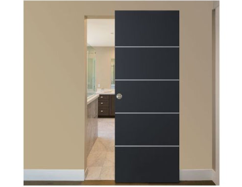 Nova Glam Pro 010 Soft Black Laminated Modern Magic Door - Doors and Beyond