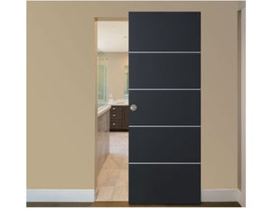Nova Glam Pro 010 Soft Black Laminated Modern Magic Door - Doors and Beyond