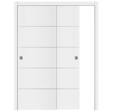 Nova Glam Pro 010 Soft White Laminated Modern Bypass Door - Doors and Beyond
