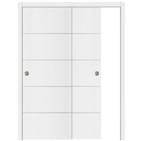 Nova Glam Pro 010 Soft White Laminated Modern Bypass Door - Doors and Beyond