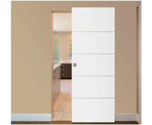 Nova Glam Pro 010 Soft White Laminated Modern Magic Door - Doors and Beyond