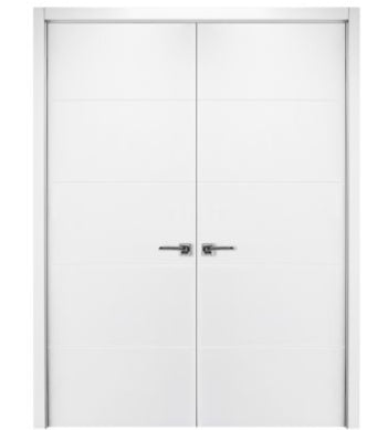 Nova Graffiti Soft White Laminated Modern Double Pocket Door