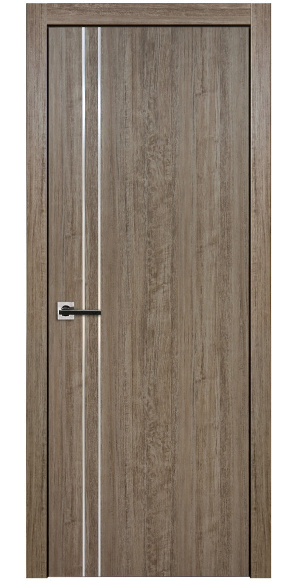 Nova HG002 Dark Aloe Wood Laminated Modern Single Pre-Hung Door - Doors and Beyond