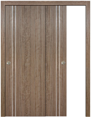 Nova HG002 Dark Aloe Wood Laminated Modern Bypass Door - Doors and Beyond