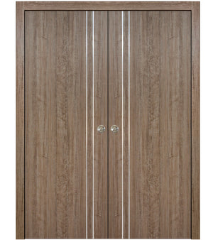 Nova HG002 Dark Aloe Wood Laminated Modern Double Pocket Door - Doors and Beyond