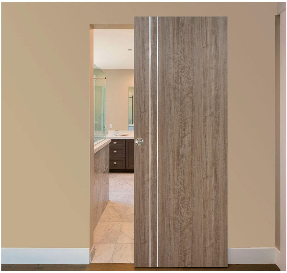 Nova HG002 Dark Aloe Wood Laminated Modern Magic Door - Doors and Beyond