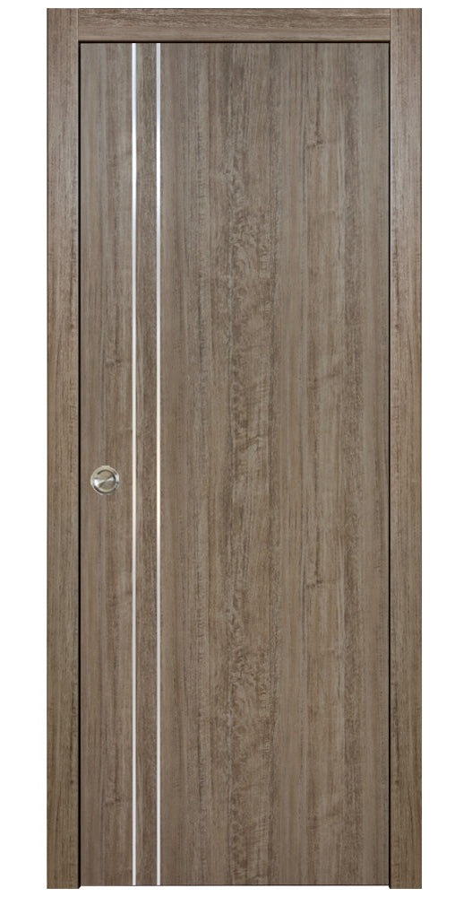 Nova HG002 Dark Aloe Wood Laminated Modern Pocket Door - Doors and Beyond