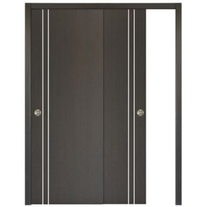 Nova HG002 Japan Oak Laminated Modern Bypass Door - Doors and Beyond
