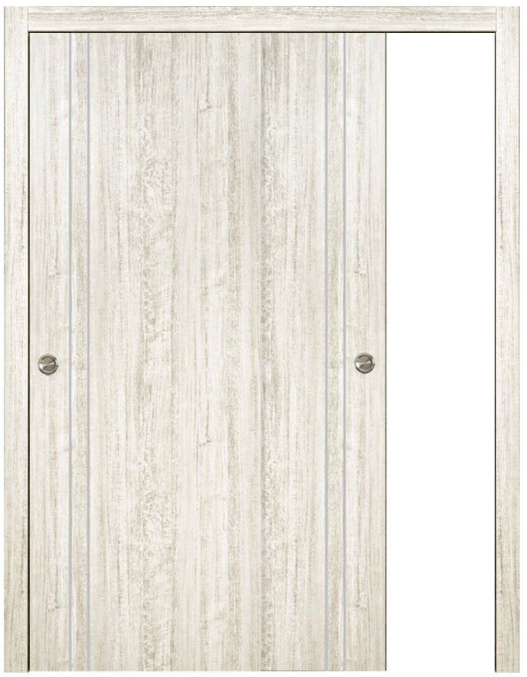 Nova HG002 Light Aloe Wood Laminated Modern Bypass Door - Doors and Beyond