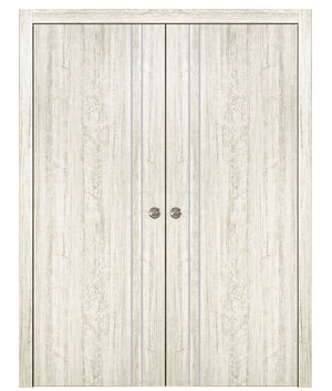 Nova HG002 Light Aloe Wood Laminated Modern Double Pocket Door - Doors and Beyond