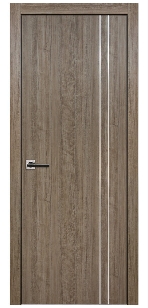 Nova HG002VR Dark Aloe Wood Laminated Modern Single Pre-Hung Door - Doors and Beyond