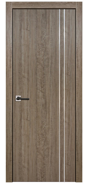 Nova HG002VR Dark Aloe Wood Laminated Modern Single Pre-Hung Door - Doors and Beyond