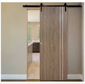 Nova HG002VR Dark Aloe Wood Laminated Modern Barn Door - Doors and Beyond