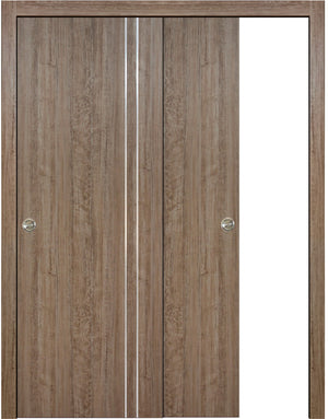 Nova HG002VR Dark Aloe Wood Laminated Modern Bypass Door - Doors and Beyond