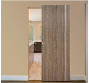 Nova HG002VR Dark Aloe Wood Laminated Modern Magic Door - Doors and Beyond
