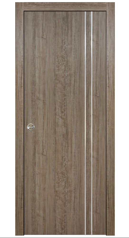 Nova HG002VR Dark Aloe Wood Laminated Modern Pocket Door - Doors and Beyond
