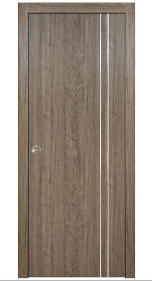 Nova HG002VR Dark Aloe Wood Laminated Modern Pocket Door - Doors and Beyond