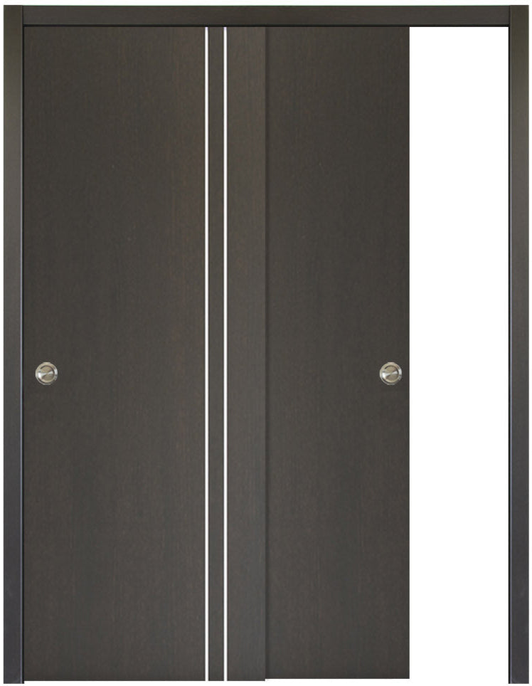 Nova HG002VR Japan Oak Laminated Modern Bypass Door - Doors and Beyond