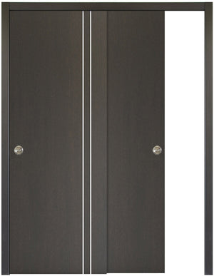 Nova HG002VR Japan Oak Laminated Modern Bypass Door - Doors and Beyond