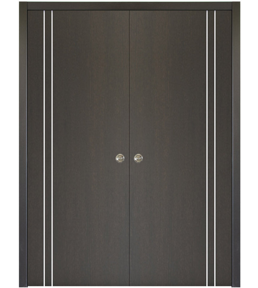 Nova HG002VR Japan Oak Laminated Modern Double Pocket Door - Doors and Beyond