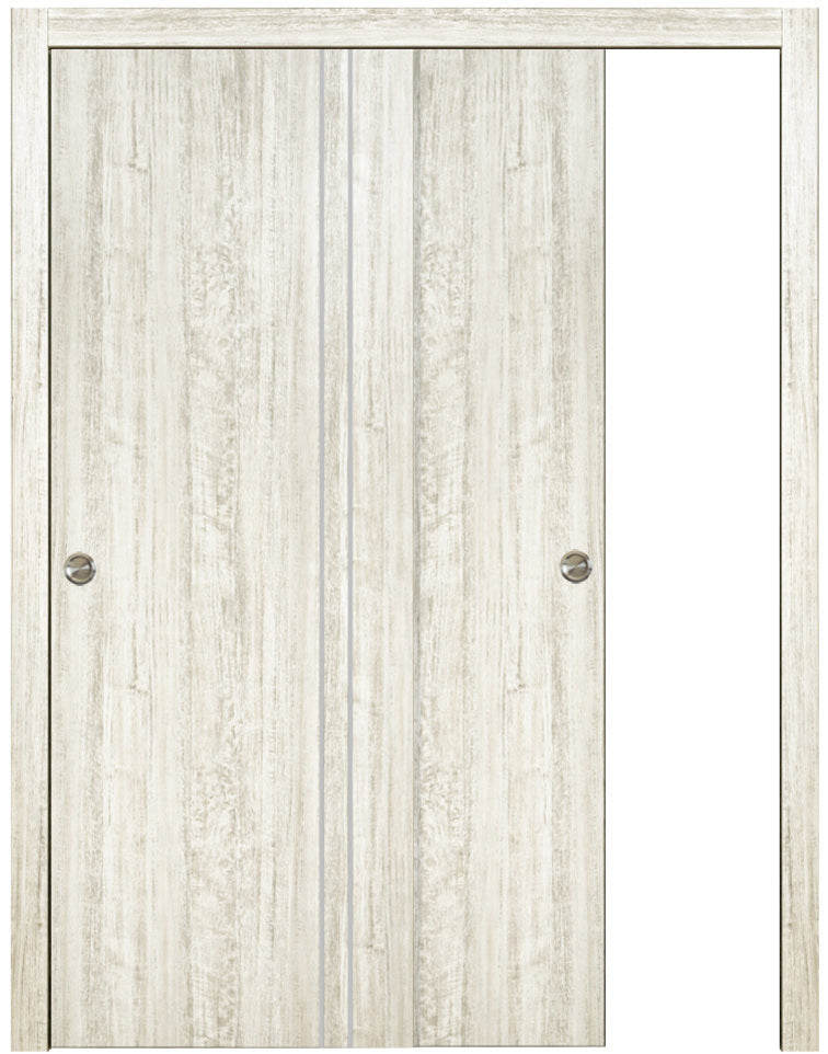 Nova HG002VR Light Aloe Wood Laminated Modern Bypass Door - Doors and Beyond