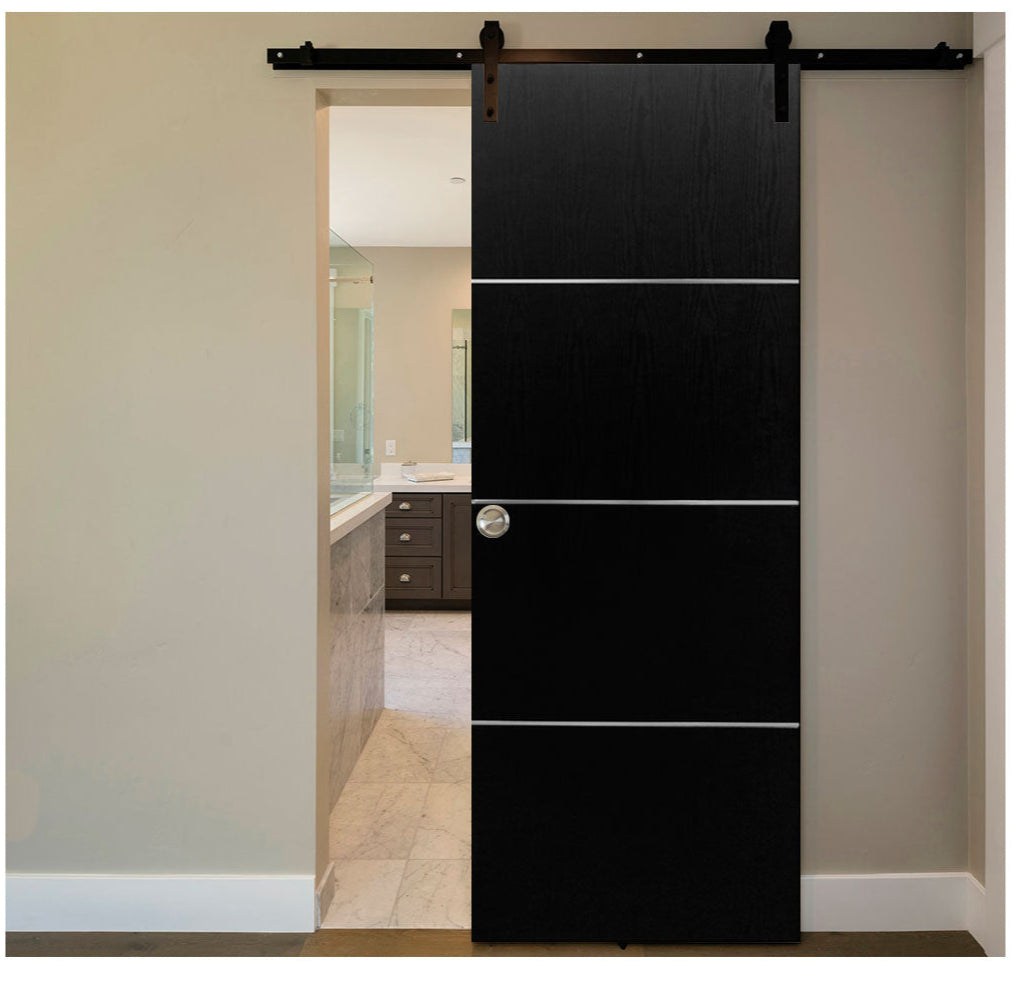 Nova HG008 Black Ash Laminated Modern Barn Door - Doors and Beyond