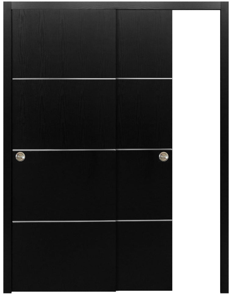 Nova HG008 Black Ash Laminated Modern Bypass Door - Doors and Beyond