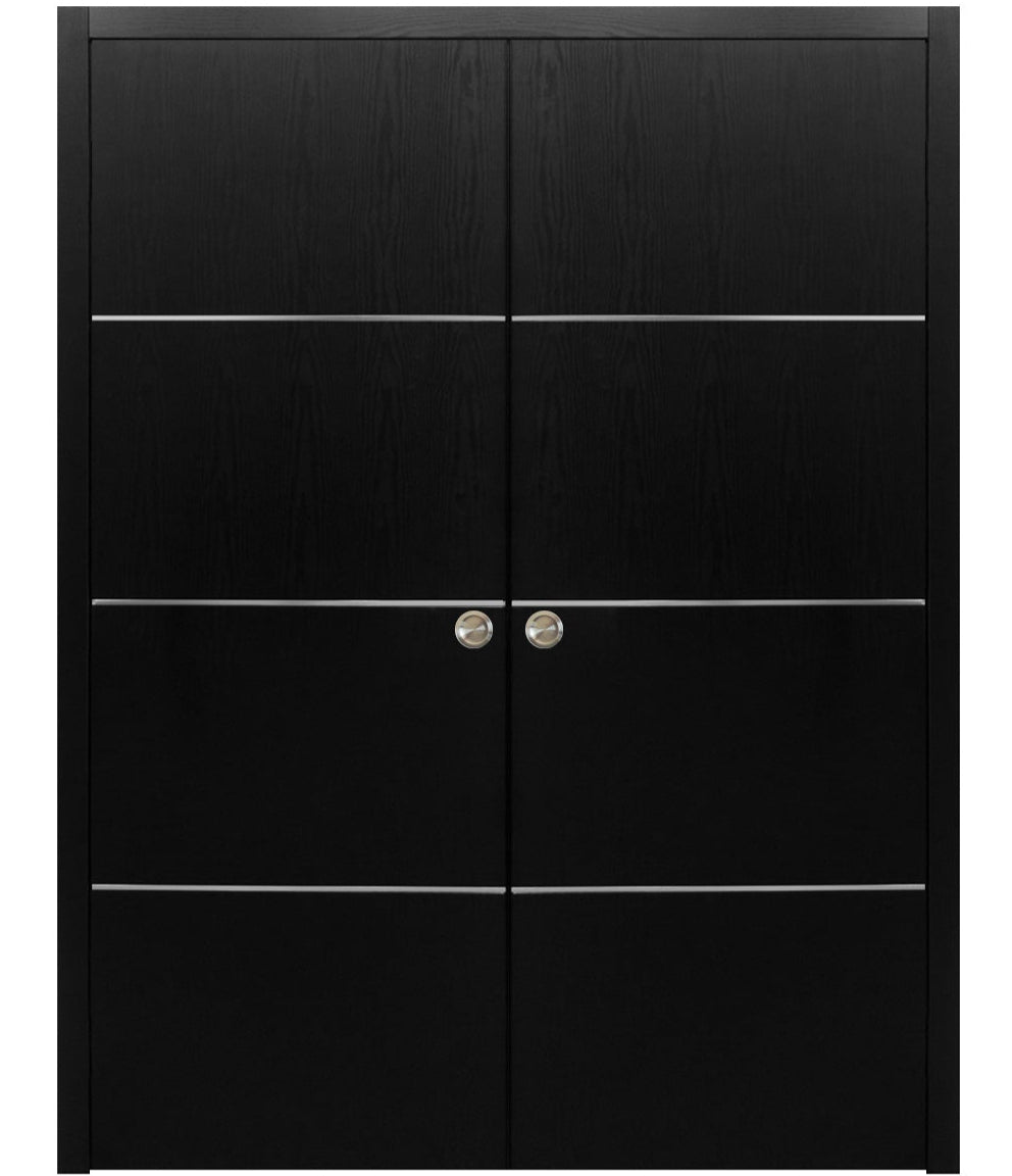 Nova HG008 Black Ash Laminated Modern Double Pocket Door - Doors and Beyond