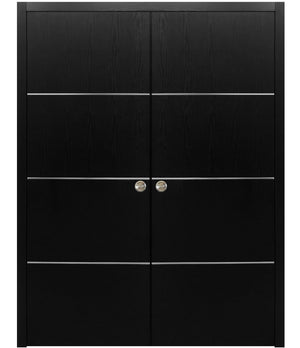 Nova HG008 Black Ash Laminated Modern Double Pocket Door - Doors and Beyond