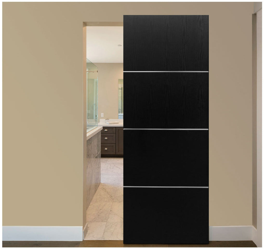 Nova HG008 Black Ash Laminated Modern Magic Door - Doors and Beyond