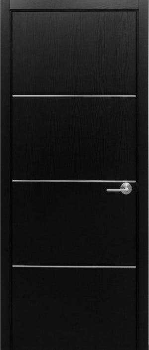Nova HG008 Black Ash Laminated Modern Single Pre-Hung Door - Doors and Beyond