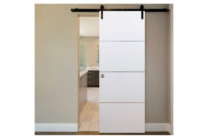 Nova HG008 White Drawing Laminated Modern Barn Door - Doors and Beyond