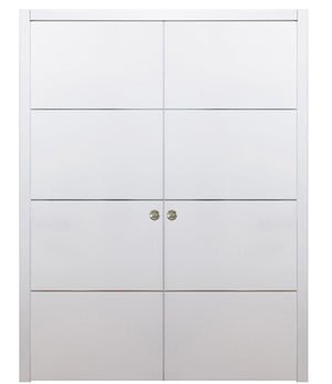 Nova HG008 White Drawing Laminated Modern Double Pocket Door - Doors and Beyond