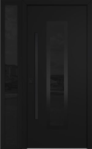 Nova Inox S1 Modern Exterior Single Door W/ (1) 12" Sidelight - Unit 50x81 3/8 Black Stainless Steel - Black - Doors and Beyond
