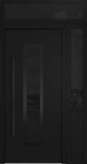 Nova Inox S1 Modern Exterior Single Door 36x80 with Sidelight and Transom - Unit 50x95 1/2 Black Stainless Steel - Black - Doors and Beyond