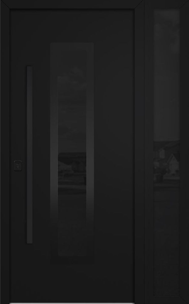 Nova Inox S1 Modern Exterior Single Door W/ (1) 12" Sidelight - Unit 50x81 3/8 Black Stainless Steel - Black - Doors and Beyond