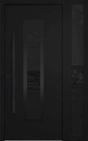 Nova Inox S1 Modern Exterior Single Door W/ (1) 12" Sidelight - Unit 50x81 3/8 Black Stainless Steel - Black - Doors and Beyond
