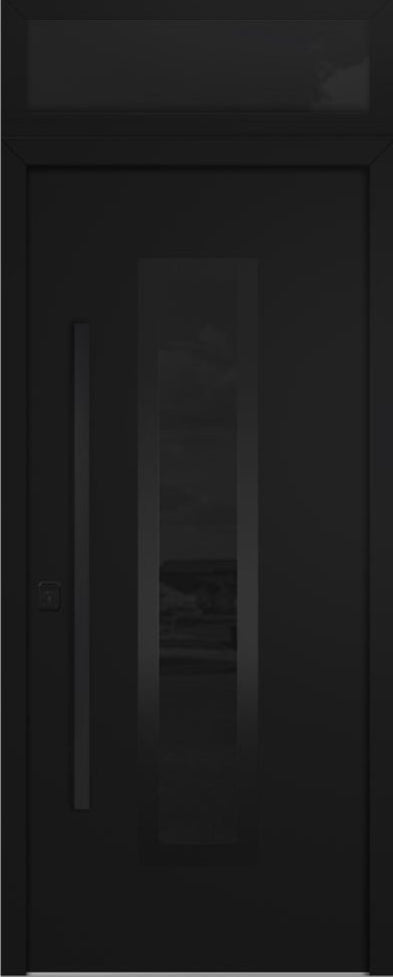Nova Inox S1 Modern Exterior Single Door 36x80 Black Stainless Steel with Transom - Unit Size 38 x 95 1/2”- Black - Doors and Beyond