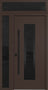 Nova Inox S1 Modern Exterior Single Door 36x80 with Sidelight and Transom - Unit 50x95 1/2 Black Stainless Steel - Brown